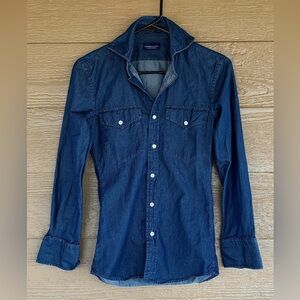 Proper Cloth Women's 100% Cotton- Dark Blue Denim Button-Down Shirt - Sz S